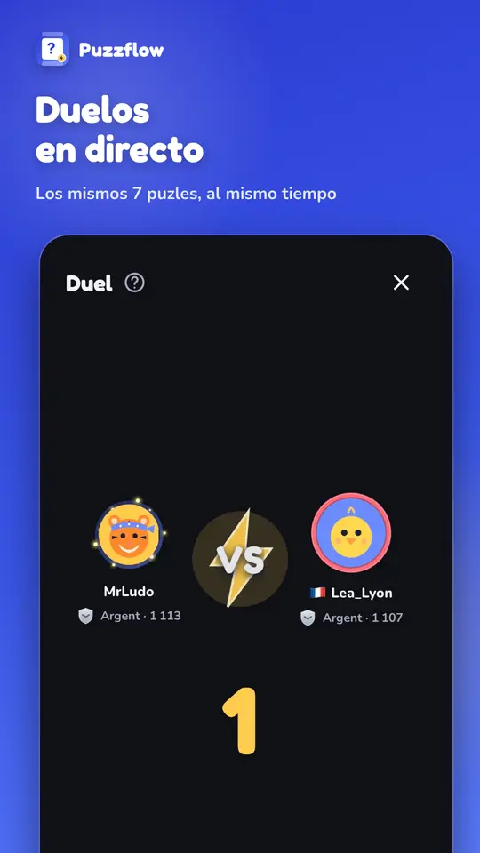 Inicio de un duelo en directo entre dos jugadores