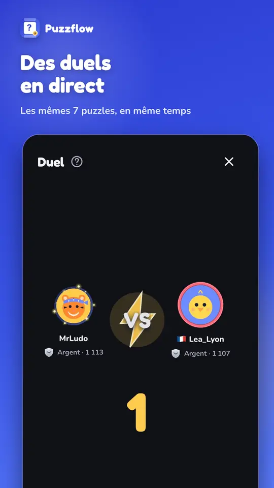 Début d'un duel en direct entre deux joueurs